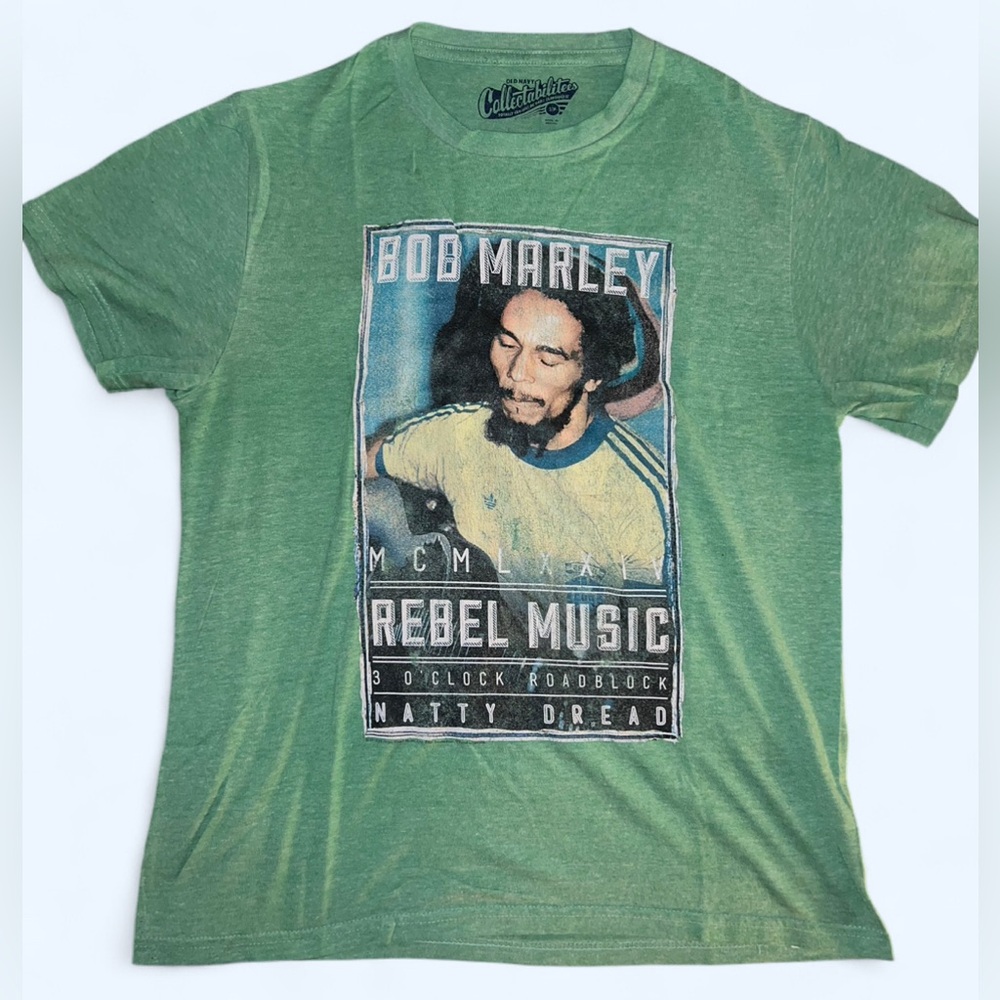 Old Navy Green Bob Marley Rebel Music Tee